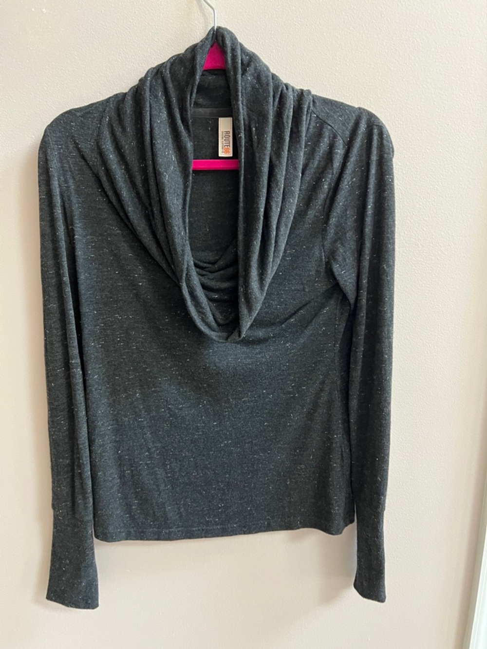 Route 66 Charcoal Draped Cowl Neck Sweater Size XS